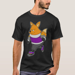 Fox bij ijsschaatsen met ijsbril en -schaatsen t-shirt