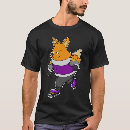 Fox bij ijsschaatsen met ijsbril en -schaatsen t-shirt (Voorkant)
