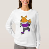 Fox bij ijsschaatsen met ijsbril en -schaatsen t-shirt (Voorkant)