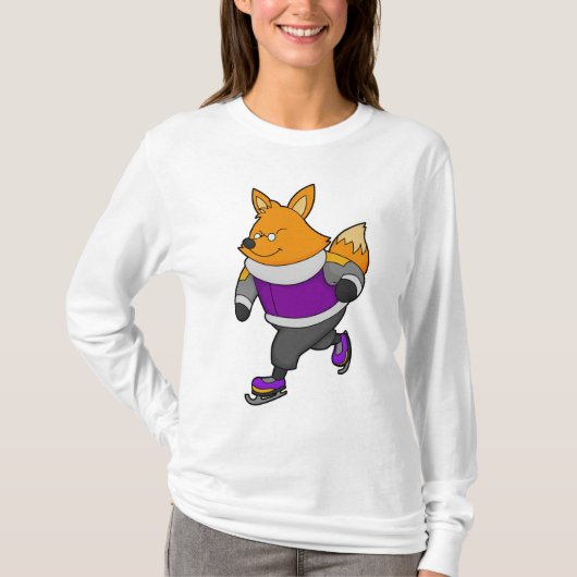 Fox bij ijsschaatsen met ijsbril en -schaatsen t-shirt (Voorkant)