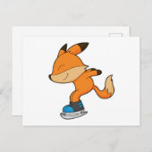 Fox bij ijsschaatsen met ijsschaatsen briefkaart (Voorkant / Achterkant)