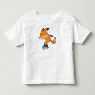 Fox bij ijsschaatsen met ijsschaatsen kinder shirts