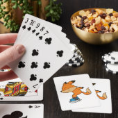 Fox bij ijsschaatsen met ijsschaatsen pokerkaarten (Insitu)