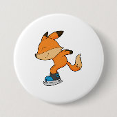 Fox bij ijsschaatsen met ijsschaatsen ronde button 7,6 cm (Voorkant)