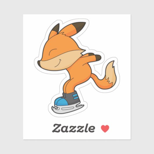 Fox bij ijsschaatsen met ijsschaatsen sticker (Vel)