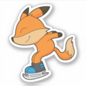 Fox bij ijsschaatsen met ijsschaatsen sticker (Voorkant)