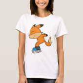 Fox bij ijsschaatsen met ijsschaatsen t-shirt (Voorkant)