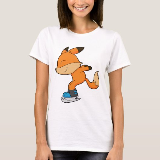 Fox bij ijsschaatsen met ijsschaatsen t-shirt (Voorkant)