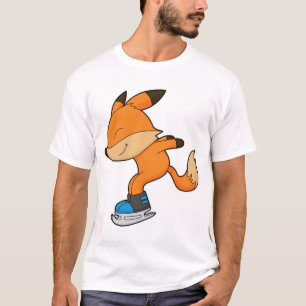 Fox bij ijsschaatsen met ijsschaatsen t-shirt