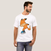 Fox bij ijsschaatsen met ijsschaatsen t-shirt (Voorkant volledig)
