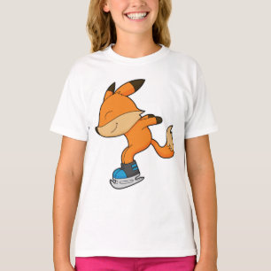 Fox bij ijsschaatsen met ijsschaatsen t-shirt