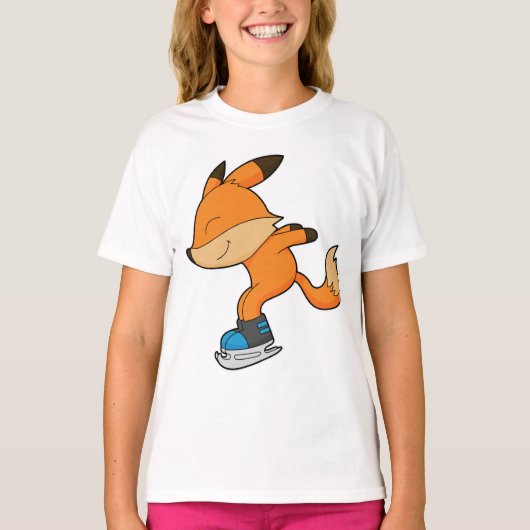 Fox bij ijsschaatsen met ijsschaatsen t-shirt (Voorkant)