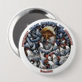 Fox bij kippen ronde button 4,0 cm (Voorkant /achterkant)