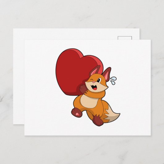 Fox bij liefde met hart briefkaart (Voorkant / Achterkant)