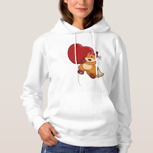 Fox bij liefde met hart hoodie (Voorkant)