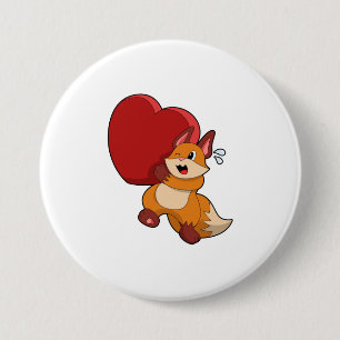 Fox bij liefde met hart ronde button 7,6 cm