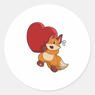 Fox bij liefde met hart ronde sticker