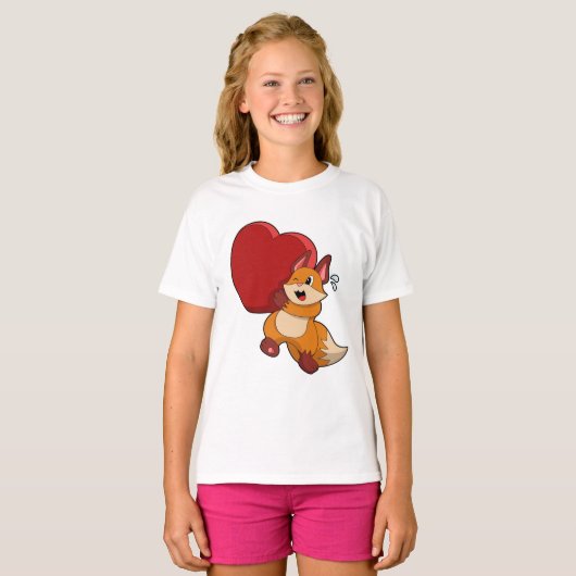 Fox bij liefde met hart t-shirt (Voorkant volledig)