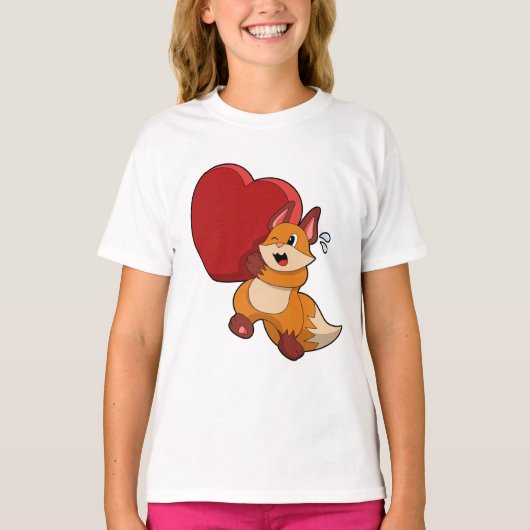 Fox bij liefde met hart t-shirt (Voorkant)