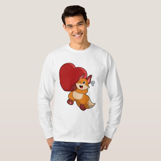 Fox bij liefde met hart t-shirt (Voorkant volledig)