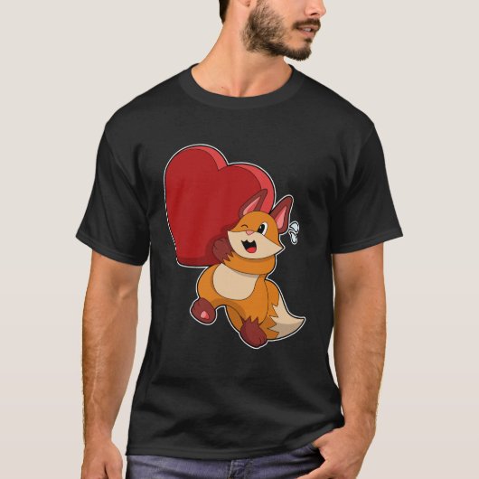 Fox bij liefde met hart t-shirt (Voorkant)