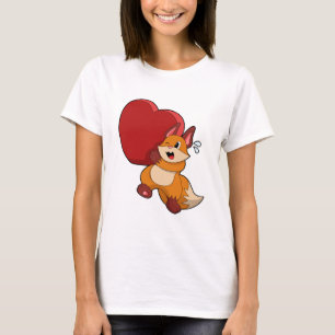 Fox bij liefde met hart t-shirt