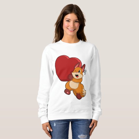 Fox bij liefde met hart trui (Voorkant volledig)
