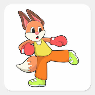 Fox bij martiale kunsten Boxing met boxinghandscho Vierkante Sticker