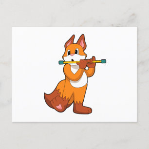 Fox bij Muziek met Flute.PNG Briefkaart