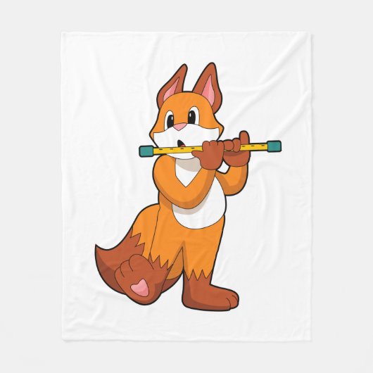 Fox bij Muziek met Flute.PNG Fleece Deken (Voorkant)