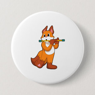 Fox bij Muziek met Flute.PNG Ronde Button 7,6 Cm