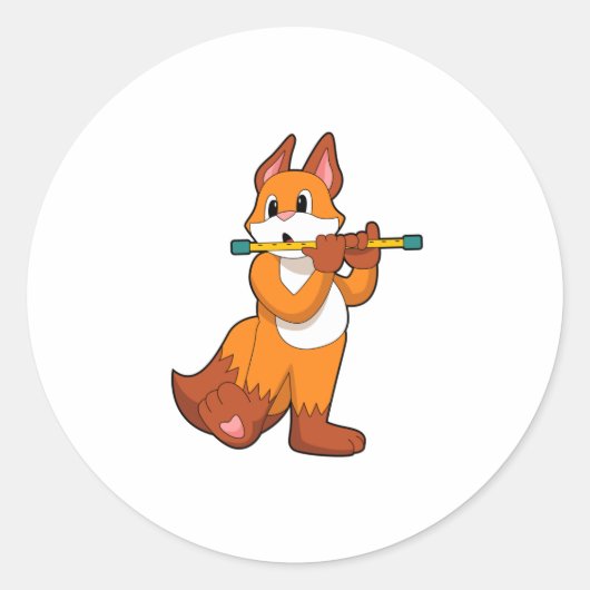 Fox bij Muziek met Flute.PNG Ronde Sticker (Voorkant)