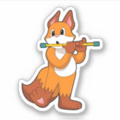 Fox bij Muziek met Flute.PNG Sticker (Voorkant)