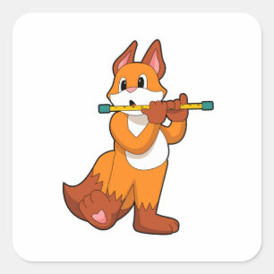 Fox bij Muziek met Flute.PNG Vierkante Sticker