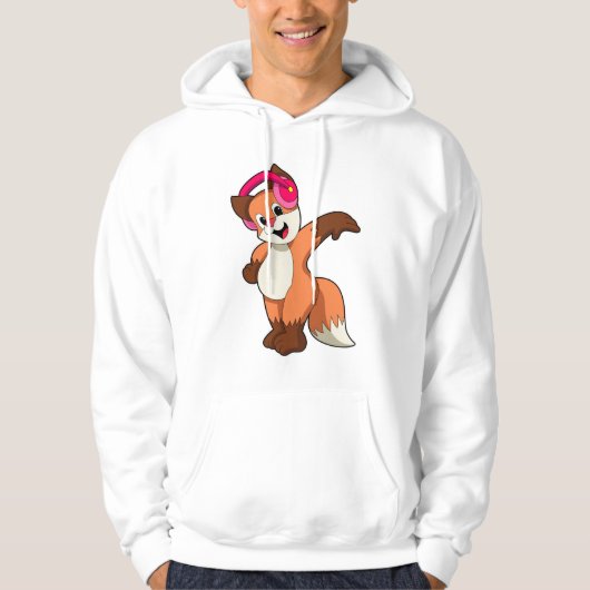 Fox bij muziek met hoofdtelefoon hoodie (Voorkant)