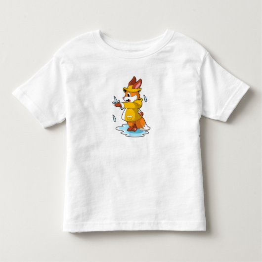 Fox bij Regen met Regen druppels Kinder Shirts (Voorkant)