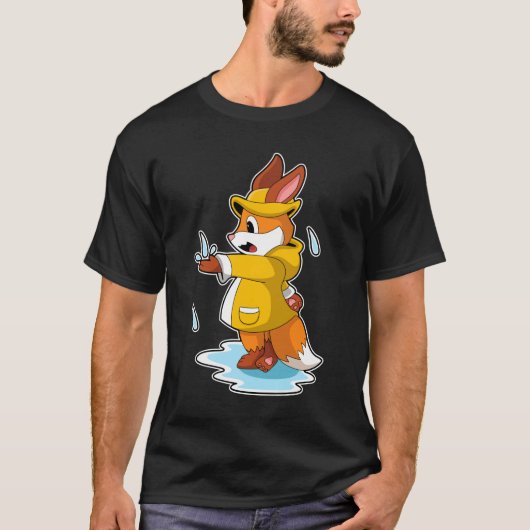 Fox bij Regen met Regen druppels T-shirt (Voorkant)