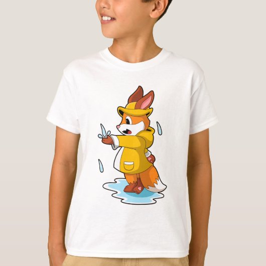Fox bij Regen met Regen druppels T-shirt (Voorkant)