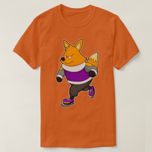 Fox bij Schaatsen met Ice schaatsen T-shirt (Design voorkant)