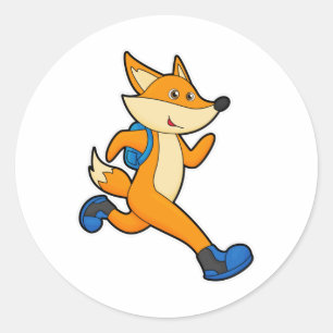Fox bij uitvoering met rugzak ronde sticker