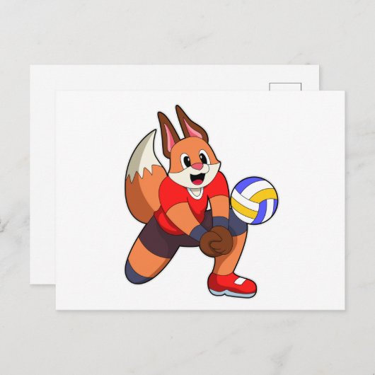 Fox bij volleybalsport briefkaart (Voorkant / Achterkant)