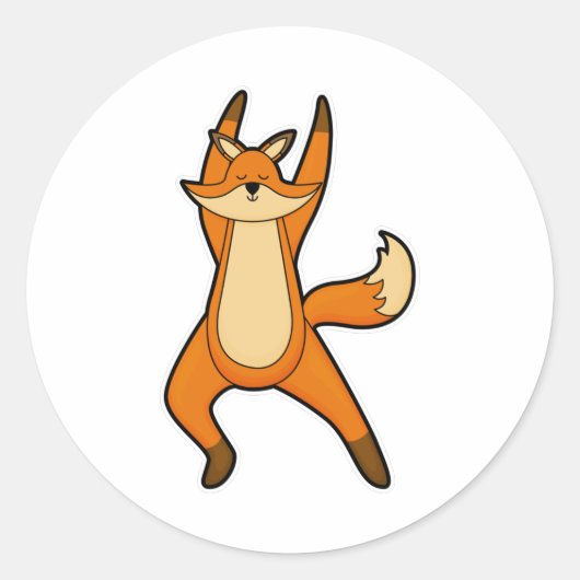 Fox bij Yoga Stretching Ronde Sticker (Voorkant)