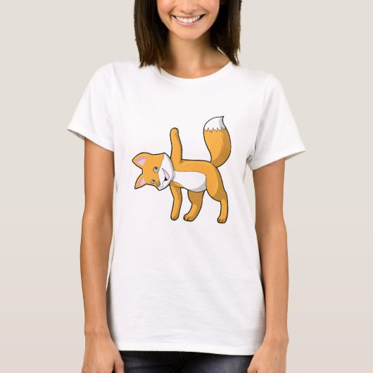 Fox bij Yoga Stretching T-shirt (Voorkant)