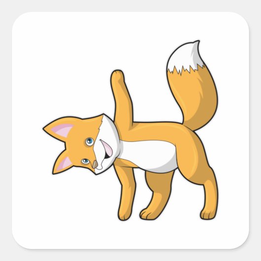 Fox bij Yoga Stretching Vierkante Sticker (Voorkant)