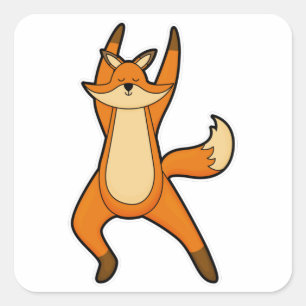 Fox bij Yoga Stretching Vierkante Sticker