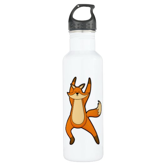 Fox bij Yoga Stretching Waterfles (Voorkant)