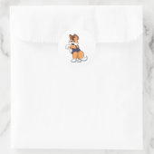 Fox bij zwemmen met zwempak ronde sticker (Tas)