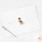 Fox bij zwemmen met zwempak ronde sticker (Envelop)