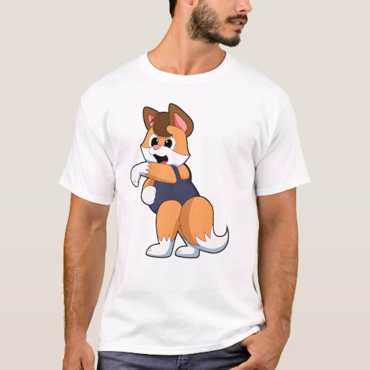 Fox bij zwemmen met zwempak t-shirt (Voorkant)
