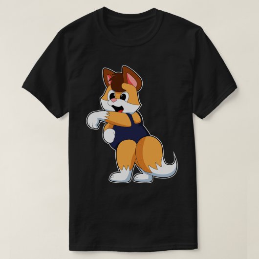 Fox bij zwemmen met zwempak t-shirt (Design voorkant)